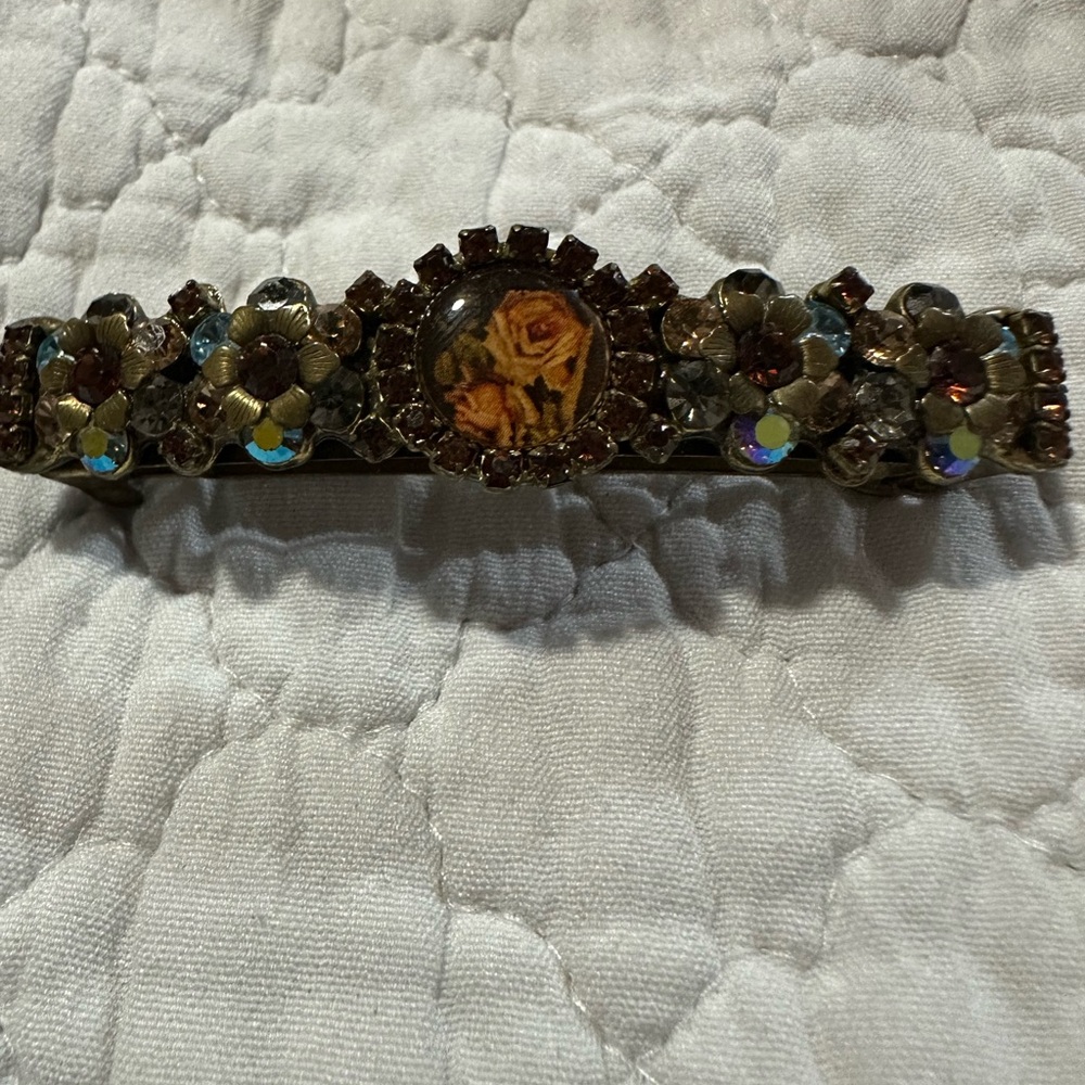 Michal Negrin Vintage MADE IN FRANCE Floral Crystal Hair Barrette